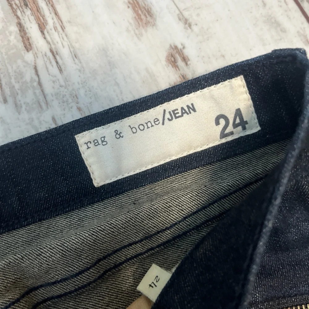 Rag & Bone Kensington Moto Skinny Jeans Dark Blue Zip Detail Size 24 NWT - Picture 5 of 16